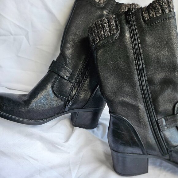 Baretraps Weslin Mid calf Side zip Chunk Heel Black Boots - Size 5.5 - Picture 1 of 10